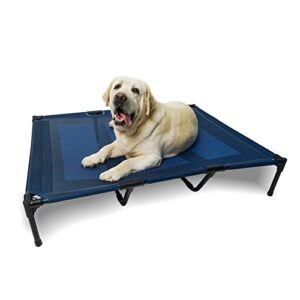 Fuzzywoozy Elevated Dog Bed, Outdoor Raised Dog Cots Beds with No-Slip Feet, Pets up to 50/70/150lbs (X-Large, Blue)