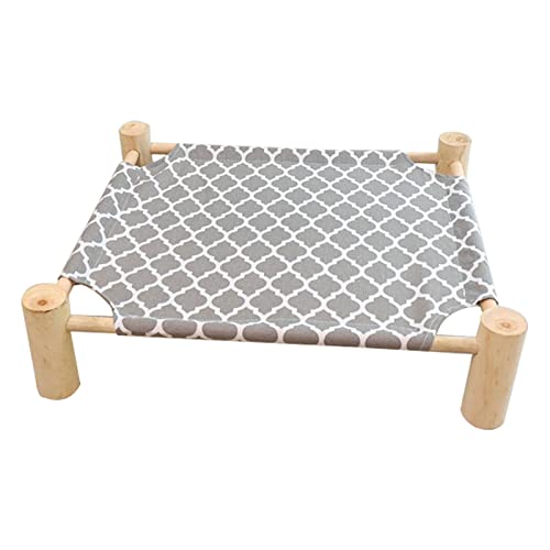 Babyezz Cat and Dog Hammock Bed, Wooden cat Hammock Elevated Cooling Bed, Detachable Portable Indoor / Outdoor pet Bed, Suitable for Cats and Small Dogs (Grey mesh cat Bed)