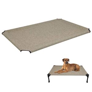 veehoo cooling elevated dog bed replacement cover, washable & breathable pet cot bed mat, large, beige coffee