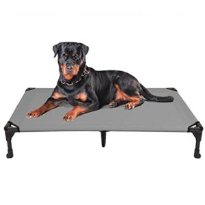 veehoo cooling elevated dog bed, outdoor raised dog cots beds with washable & breathable mesh, no-slip rubber feet, portable chewproof pet bed for indoor & outdoor, x-large, grey