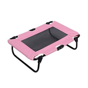weeh elevated dog bed small medium pet cot folding portable cat dogs beds with mesh cool for summer camping beach travel (32 inch) pink