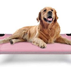 POP DUCK 2 in 1 Elevated Dog Bed Portable Raised Pet Cot with Breathable Mesh and Removable Foam Mattress for Indoor and Outdoor Use, Medium, Pink