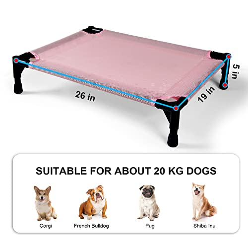 POP DUCK 2 in 1 Elevated Dog Bed Portable Raised Pet Cot with Breathable Mesh and Removable Foam Mattress for Indoor and Outdoor Use, Medium, Pink