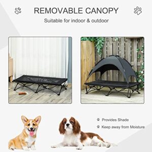 PawHut Elevated Dog Bed with Removable Canopy, Foldable Raised Pet Cot with Carry Bag, Ventilated Cooling Pet Bed for Medium, Large and Extra Large Dogs, Black