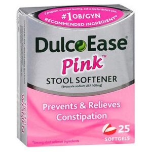 dulcoease pink stool softener softgels – 25 softgels, pack of 2