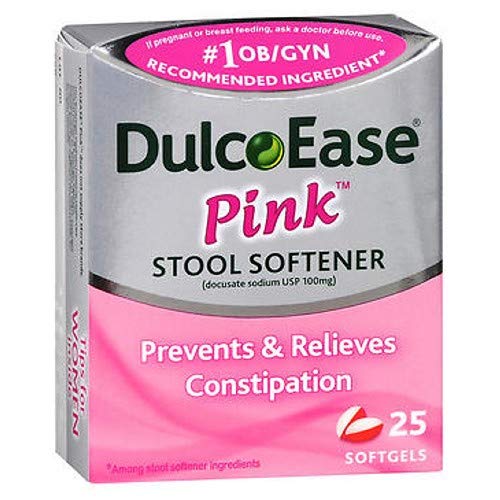 Dulcoease Pink Stool Softener Softgels - 25 Softgels, Pack of 2