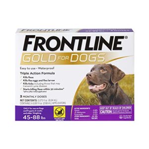 frontline® gold for dogs flea & tick treatment, 45 – 88 lbs, 3ct