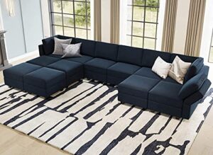 belffin oversized modular sectional sofa u shaped sectional couch with reversible double chaises velvet modular sectional sleeper sofa with storage blue