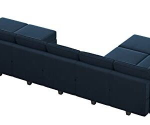 Belffin Oversized Modular Sectional Sofa U Shaped Sectional Couch with Reversible Double Chaises Velvet Modular Sectional Sleeper Sofa with Storage Blue