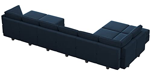 Belffin Oversized Modular Sectional Sofa U Shaped Sectional Couch with Reversible Double Chaises Velvet Modular Sectional Sleeper Sofa with Storage Blue