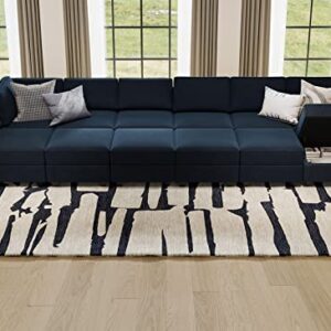 Belffin Oversized Modular Sectional Sofa U Shaped Sectional Couch with Reversible Double Chaises Velvet Modular Sectional Sleeper Sofa with Storage Blue