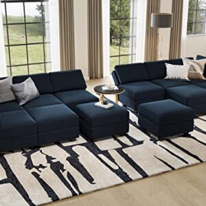 Belffin Oversized Modular Sectional Sofa U Shaped Sectional Couch with Reversible Double Chaises Velvet Modular Sectional Sleeper Sofa with Storage Blue