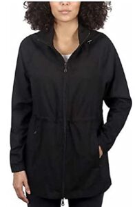 kirkland signature womens water and wind resistant hooded anorak jacket (x-large, black)