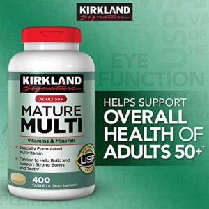 Kirkland Signature Mature Multi Vitamins & Minerals with Lycopene and Lutein 400 Tablets - Compare to Centrum Silver (Original Version)