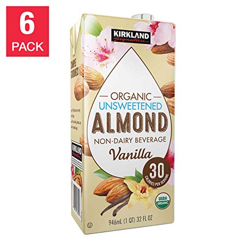 Kirkland Signature Organic Non-Dairy Unsweetened Vanilla Almond Beverage Cartons: 6 ct. (32 fl. oz)