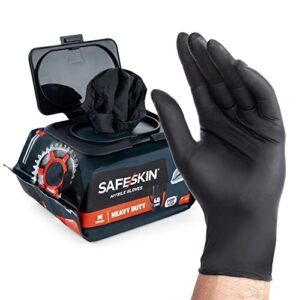 safeskin* nitrile exam disposable gloves in pop-n-go* pack, heavy duty, size x-large, powder-free, black – for household plumbing, gardening, painting – exam gloves, 40 count