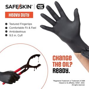SAFESKIN* Nitrile Exam Disposable Gloves in POP-N-GO* Pack, Heavy Duty, Size X-Large, Powder-Free, Black - For Household Plumbing, Gardening, Painting - Exam Gloves, 40 Count
