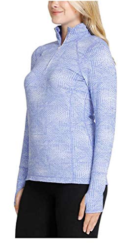 Kirkland Signature Women's ¼ Zip Pullover (Azure Blue Jacquard, Small)