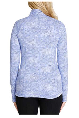 Kirkland Signature Women's ¼ Zip Pullover (Azure Blue Jacquard, Small)