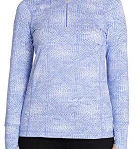 Kirkland Signature Women's ¼ Zip Pullover (Azure Blue Jacquard, Small)