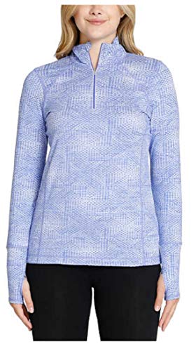 Kirkland Signature Women's ¼ Zip Pullover (Azure Blue Jacquard, Small)