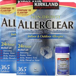 kirkland signature non drowsy allerclear loratadine tablets, antihistamine, 10mg, 365-count – pack of 2