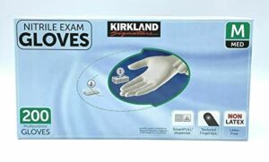 kirkland signature nitrile gloves, box of 200, medium for health care, food service, home other uses….