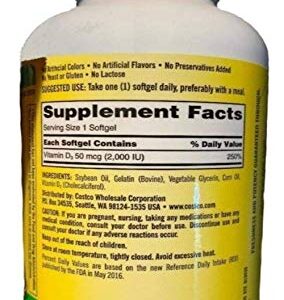 Kirkland Signature Maximum Strength Vitamin D3 2000 I.U. 600 Softgels, Bottle Personal Healthcare / Health Care