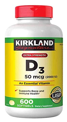 Kirkland Signature Maximum Strength Vitamin D3 2000 I.U. 600 Softgels, Bottle Personal Healthcare / Health Care