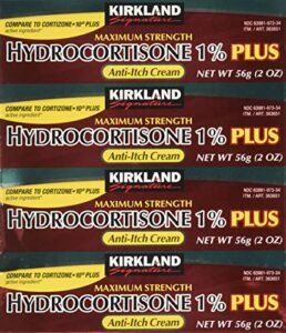kirkland signature maximum strength hydrocortisone cream 1% with aloe, 2-ounce (pack of 4)