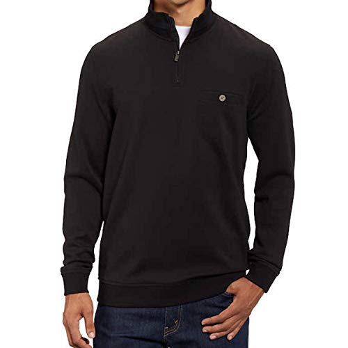 Kirkland Signature Men's Long Sleeve 1/4 Zip Pullover (Black, Medium)