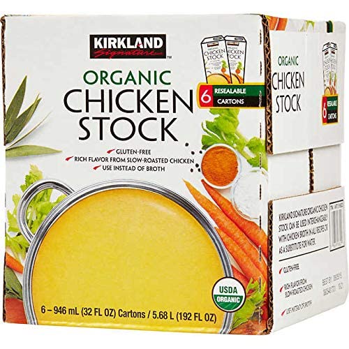 Kirkland Signature Organic Gluten-Free Chicken Stock Reasealable Cartons: 6-Count (32 fl oz.)