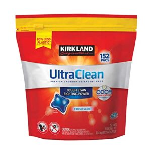 kirkland signature ultra clean he laundry detergent pacs with patented catch & release technology – 152 ount
