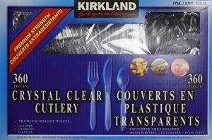 kirkland signature – neys heavyweight clear cutlery – 360 pieces – includes weight plastic forks, spoons and knives vynft