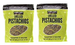 kirkland signature shelled pistachios, roasted & salted, 24 oz (2 pack)