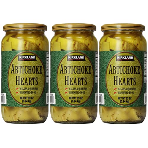 Kirkland Signature Artichoke Hearts, 33oz Jar (Pack of 3, Total of 99 Oz)