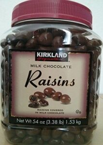 kirkland signature milk chocolate raisins 3.38 lbs (54 oz) jar