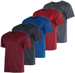 men’s quick dry fit dri-fit short sleeve active wear training athletic essentials crew t-shirt fitness gym wicking tee workout casual sports running tennis exercise undershirt top – 5 pack,-set 10,s