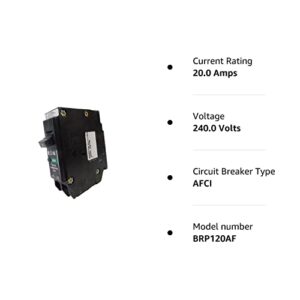 Eaton BRP120AF 20 amps Combination AFCI Single Pole Circuit Breaker, Black