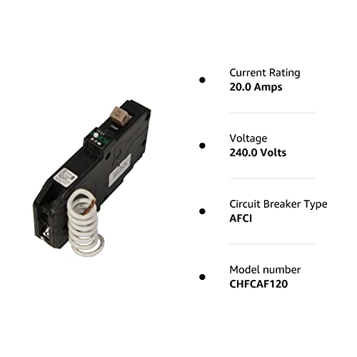 Eaton CHFCAF120 Breaker, 20A, 1P, 120/240V, 10 kAIC, Type CH, Combo AFCI, Color