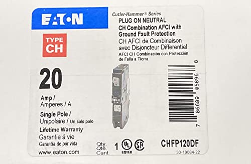 Eaton 20 amps Arc Fault/Ground Fault Single Pole Circuit Breaker