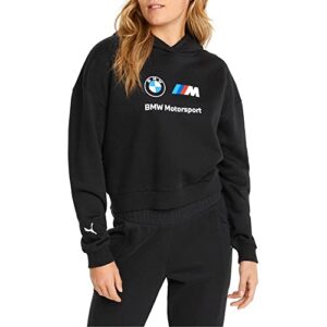 puma women’s standard bmw m motorsport essentials logo hoodie, puma black, large