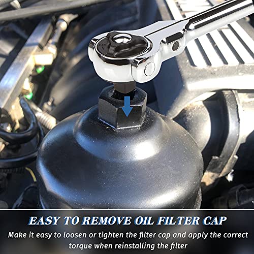 Oil Filter Wrench Cap Removal Tool 86.4mm 16 Flutes for BMW with 86mm Cartridge Style Filter Housing Caps, Oil Filter Housing Cap Removal Tool to Change Oil, Oil Filter Socket Wrench Kit for BMW