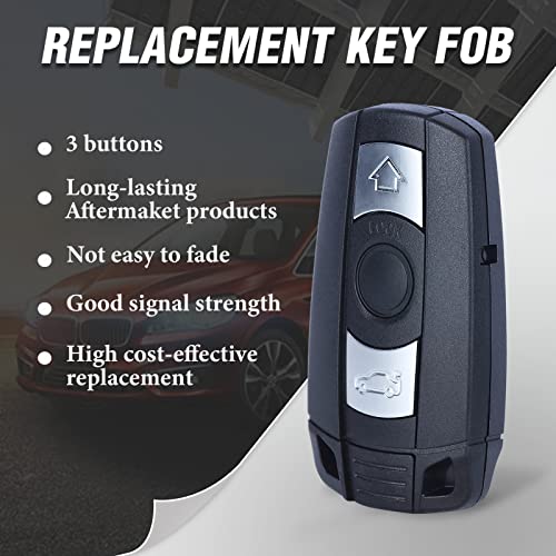 Keymall keyless Entry Remote car Key fob 3 Button Replacement PCF7952 Chip for BMW CAS3 3/5 Series X5 X6 with Comfort Access 315MHz KR55WK49127