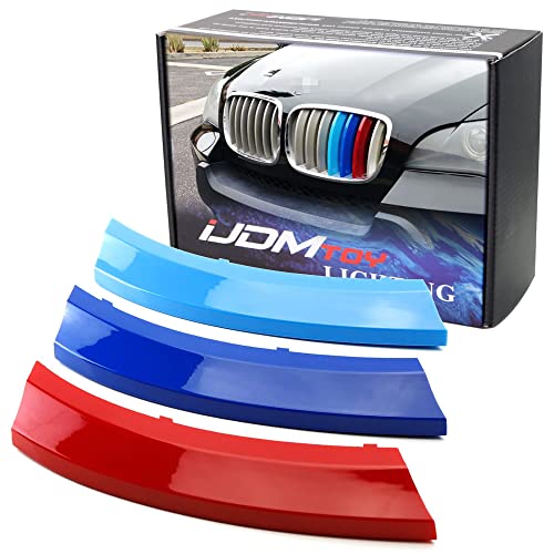 iJDMTOY Exact Fit ///M-Colored Grille Insert Trims Compatible With 2007-2013 BMW E70 X5, 2008-2012 E71 X6 Center Kidney Grill