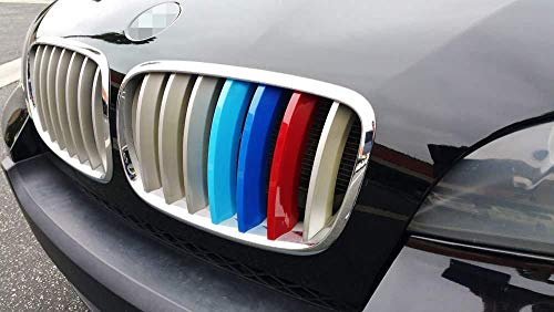 iJDMTOY Exact Fit ///M-Colored Grille Insert Trims Compatible With 2007-2013 BMW E70 X5, 2008-2012 E71 X6 Center Kidney Grill