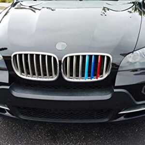 iJDMTOY Exact Fit ///M-Colored Grille Insert Trims Compatible With 2007-2013 BMW E70 X5, 2008-2012 E71 X6 Center Kidney Grill