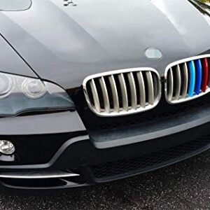 iJDMTOY Exact Fit ///M-Colored Grille Insert Trims Compatible With 2007-2013 BMW E70 X5, 2008-2012 E71 X6 Center Kidney Grill