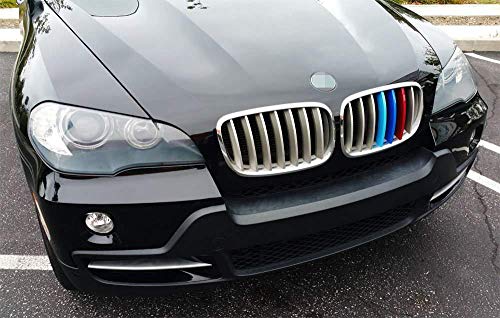 iJDMTOY Exact Fit ///M-Colored Grille Insert Trims Compatible With 2007-2013 BMW E70 X5, 2008-2012 E71 X6 Center Kidney Grill