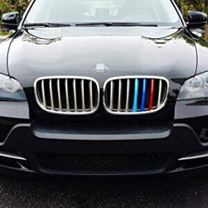 iJDMTOY Exact Fit ///M-Colored Grille Insert Trims Compatible With 2007-2013 BMW E70 X5, 2008-2012 E71 X6 Center Kidney Grill